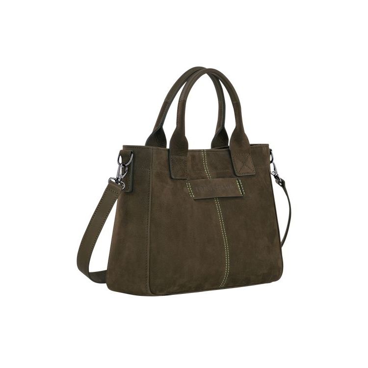 Longchamp S Leren Handtas Khaki | 962453-ORT