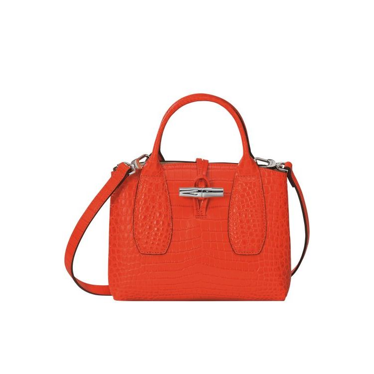 Longchamp S Leren Handtas Oranje | 609358-XPC