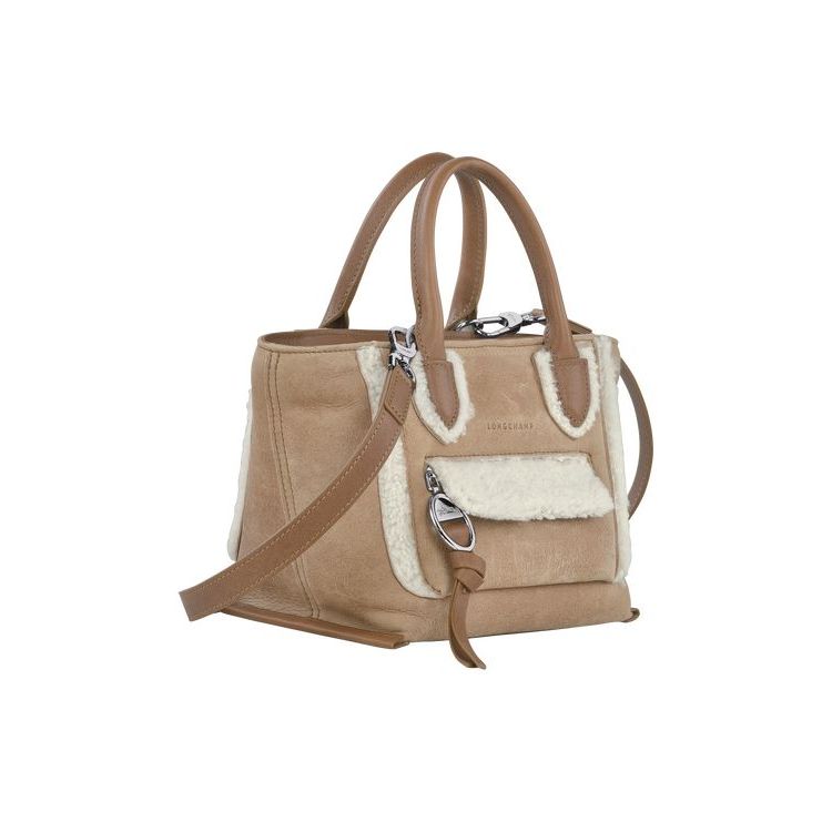 Longchamp S Leren Mini Tassen Beige | 376421-JCP