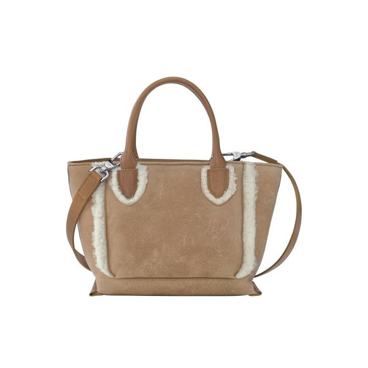 Longchamp S Leren Mini Tassen Beige | 376421-JCP