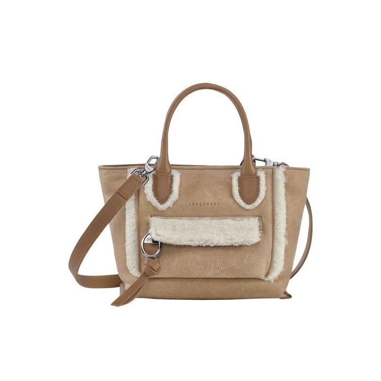 Longchamp S Leren Mini Tassen Beige | 376421-JCP