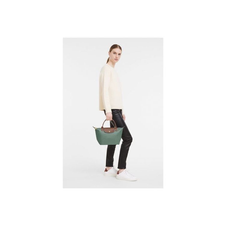 Longchamp S Recycled canvas Handtas Grijs Groen | 013492-RHA