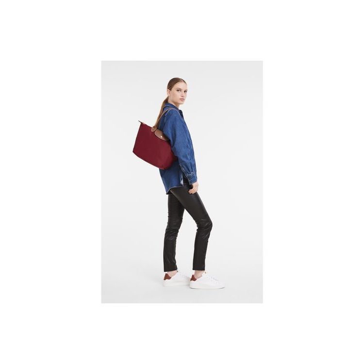 Longchamp S Recycled canvas Schoudertassen Rood | 207458-TYV