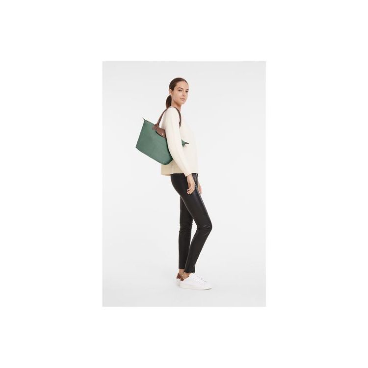 Longchamp S Recycled canvas Schoudertassen Grijs Groen | 238571-RMG