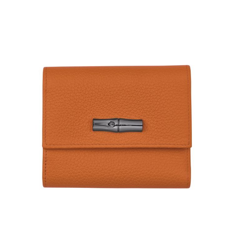 Longchamp Saffron Leren Portefeuille Oranje | 563470-WTE