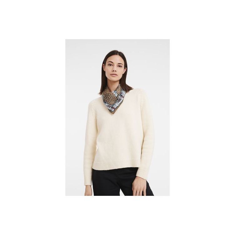 Longchamp Scarf 50 Hazelnut Silk Sjaals Beige | 140629-XWL