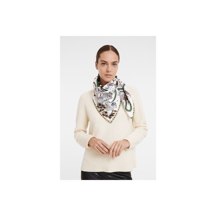 Longchamp Scarf 90 Silk Sjaals Groen | 205631-DCV