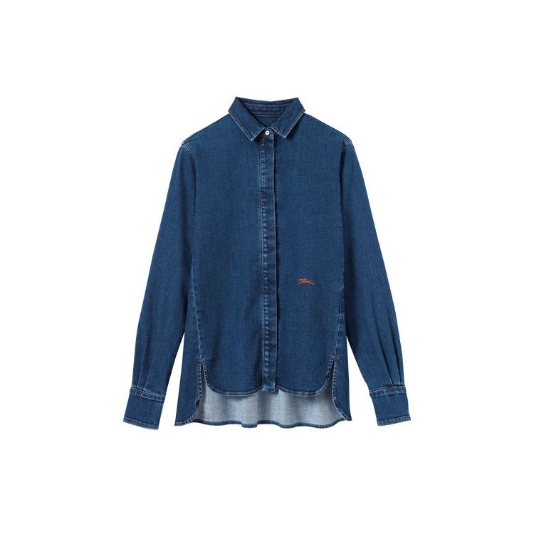 Longchamp Shirt Katoenen Blouse Blauw | 469217-ITY