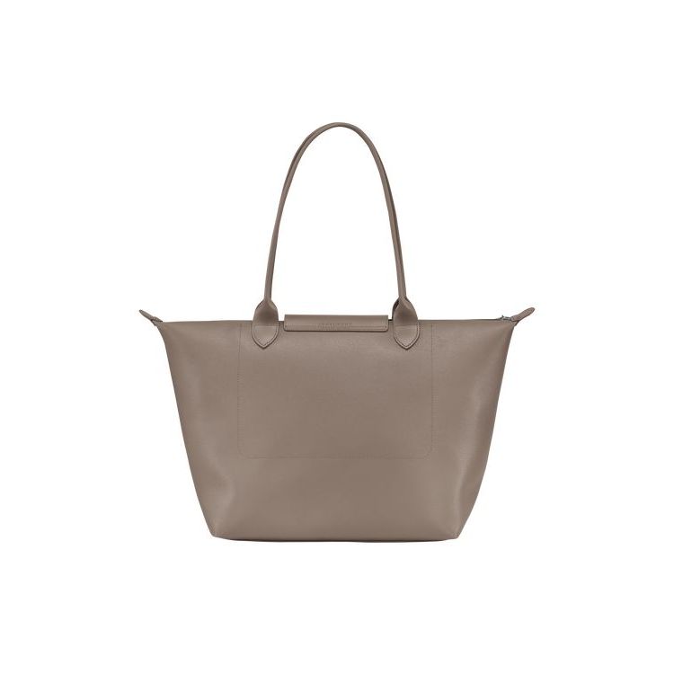 Longchamp Shopping L Canvas Schoudertassen Grijs Bruin | 072814-PLM