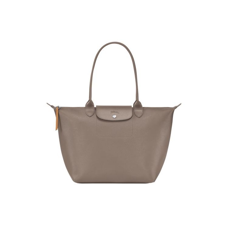 Longchamp Shopping L Canvas Schoudertassen Grijs Bruin | 072814-PLM