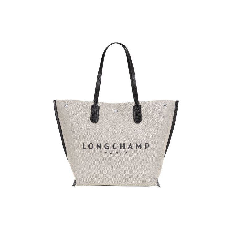 Longchamp Shopping L Ecru Canvas Schoudertassen Beige | 508471-VZP