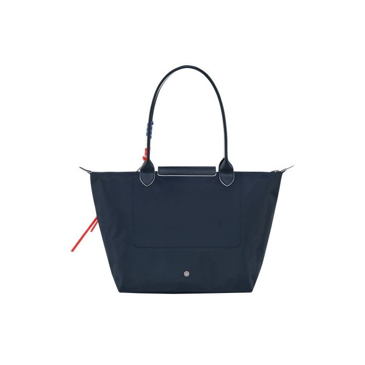 Longchamp Shopping L Recycled canvas Schoudertassen Donkerblauw | 870943-XCI