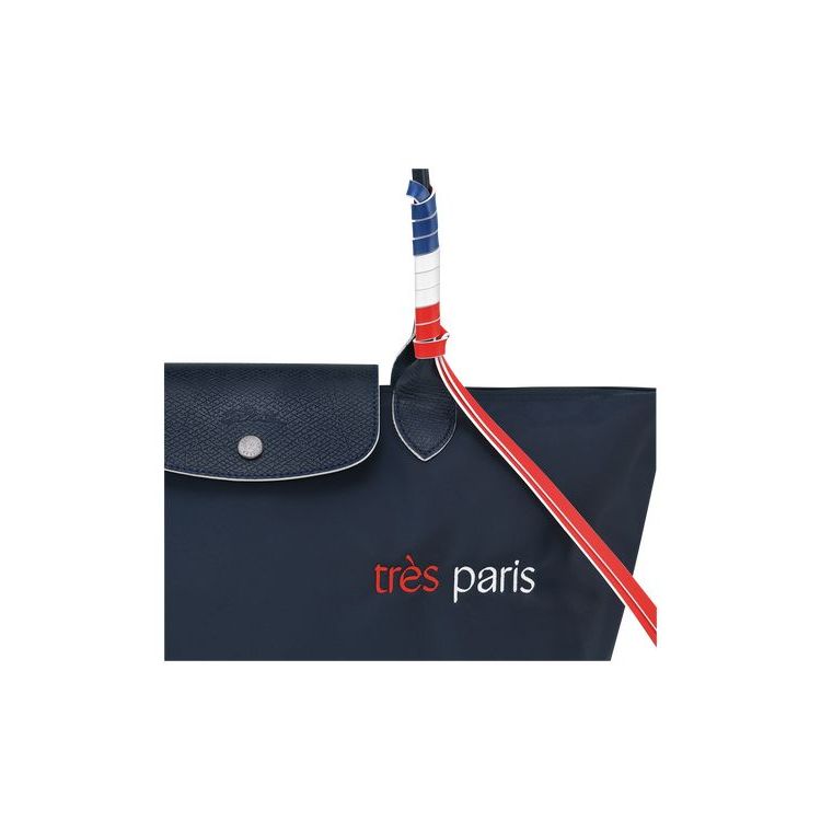 Longchamp Shopping L Recycled canvas Schoudertassen Donkerblauw | 870943-XCI