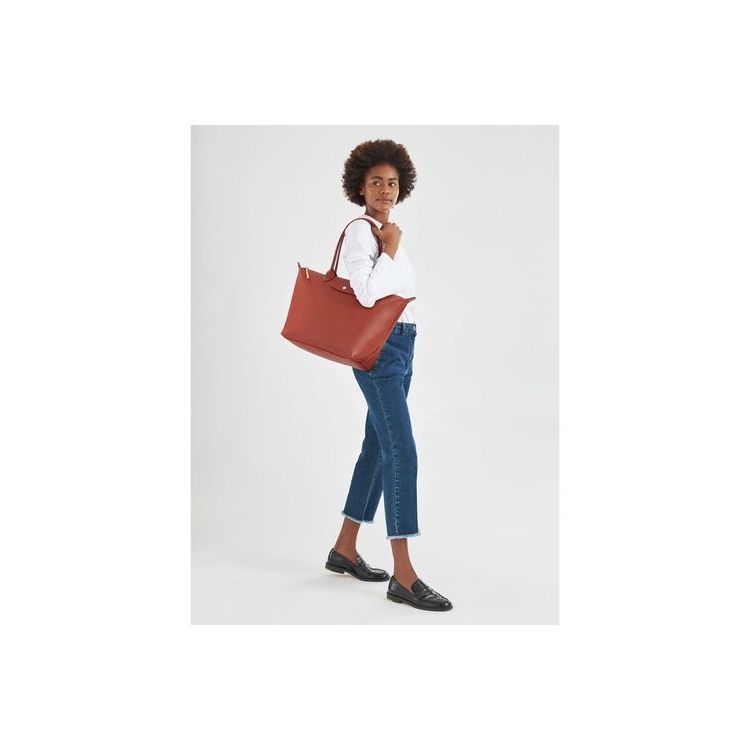 Longchamp Shopping L Terracotta Canvas Schoudertassen Oranje | 614925-RUQ