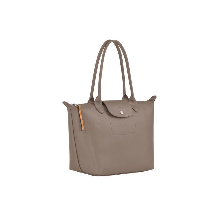 Longchamp Shopping S Canvas Schoudertassen Grijs Bruin | 203817-CEN