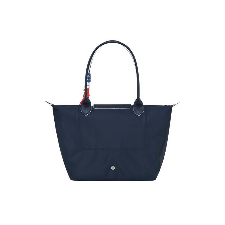 Longchamp Shopping S Recycled canvas Schoudertassen Donkerblauw | 506279-UOX