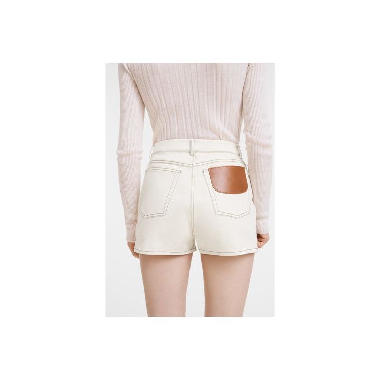 Longchamp Shorts Ecru Katoenen Broek Beige | 156329-NAH