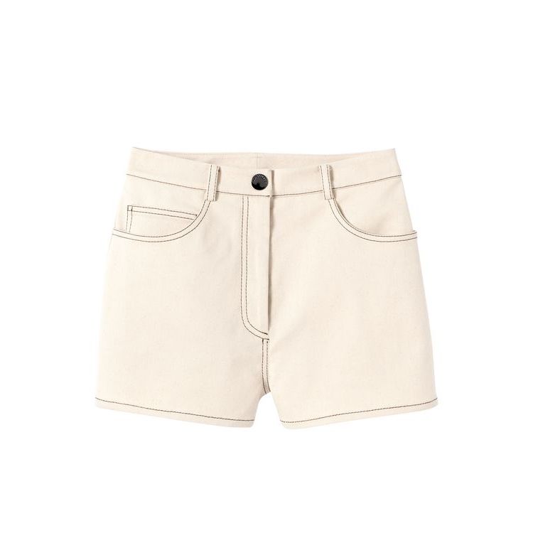 Longchamp Shorts Ecru Katoenen Broek Beige | 156329-NAH