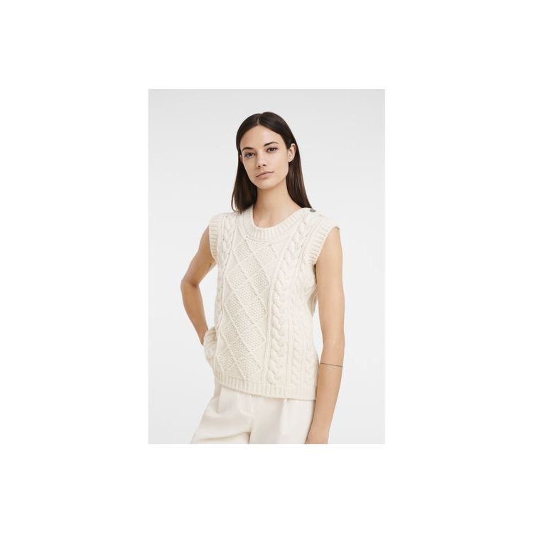 Longchamp Tank Ecru Wol Blouse Beige | 304928-IMF