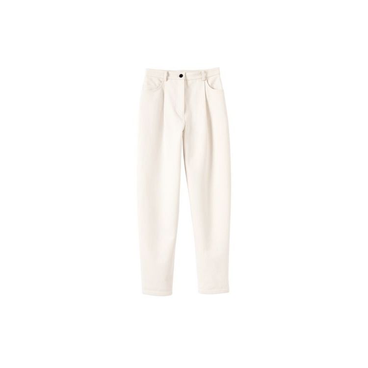 Longchamp Trousers Ecru Katoenen Broek Beige | 579214-VSY