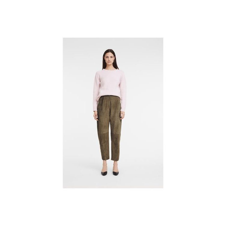 Longchamp Trousers Leren Broek Khaki | 371624-ROJ