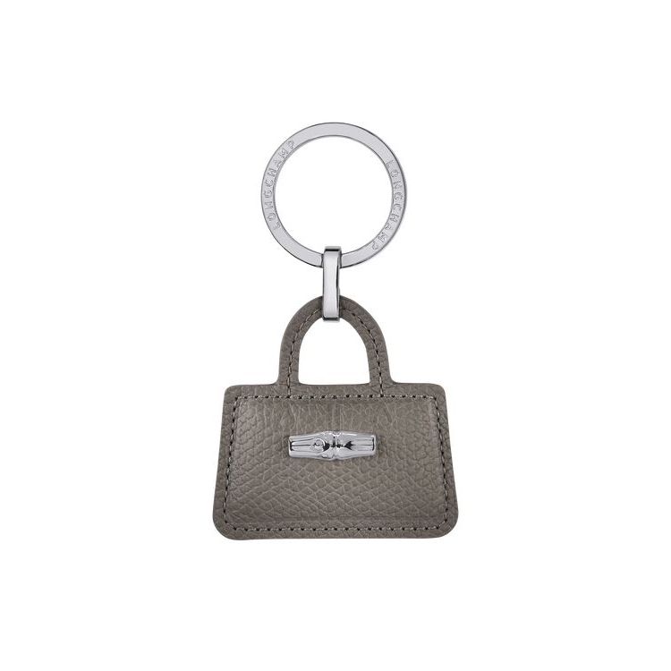 Longchamp Turtledove Leren Sleutelhanger Grijs | 826570-EGL