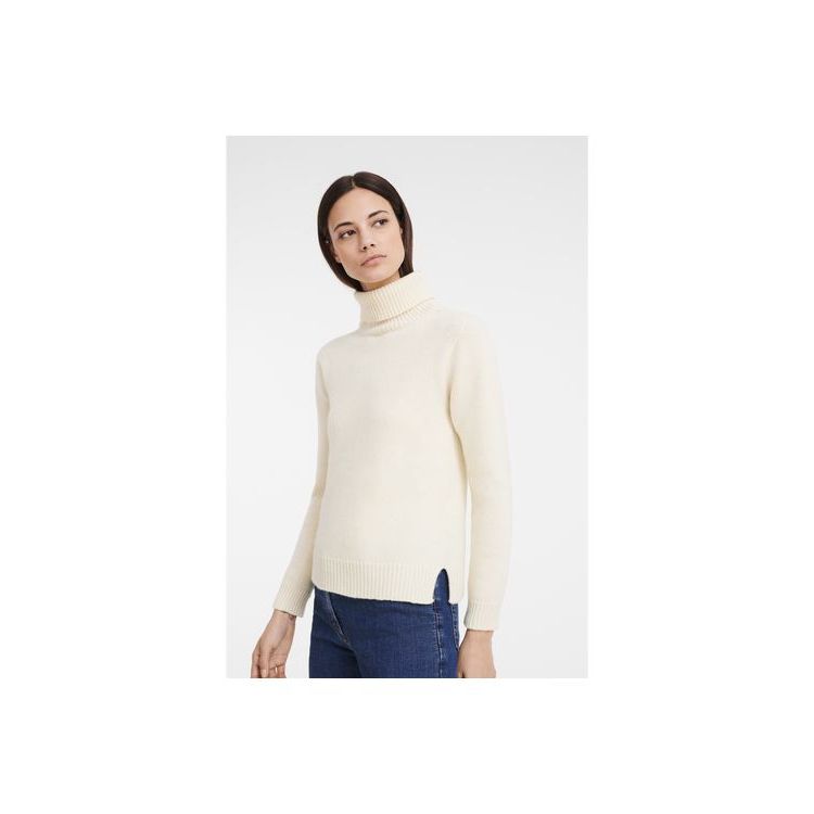 Longchamp Turtleneck Trui Ecru Wol Blouse Beige | 382706-NLR