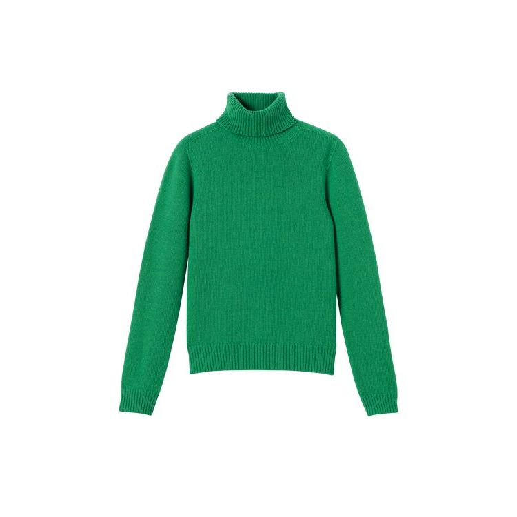 Longchamp Turtleneck Trui Wol Blouse Groen | 796021-TRW