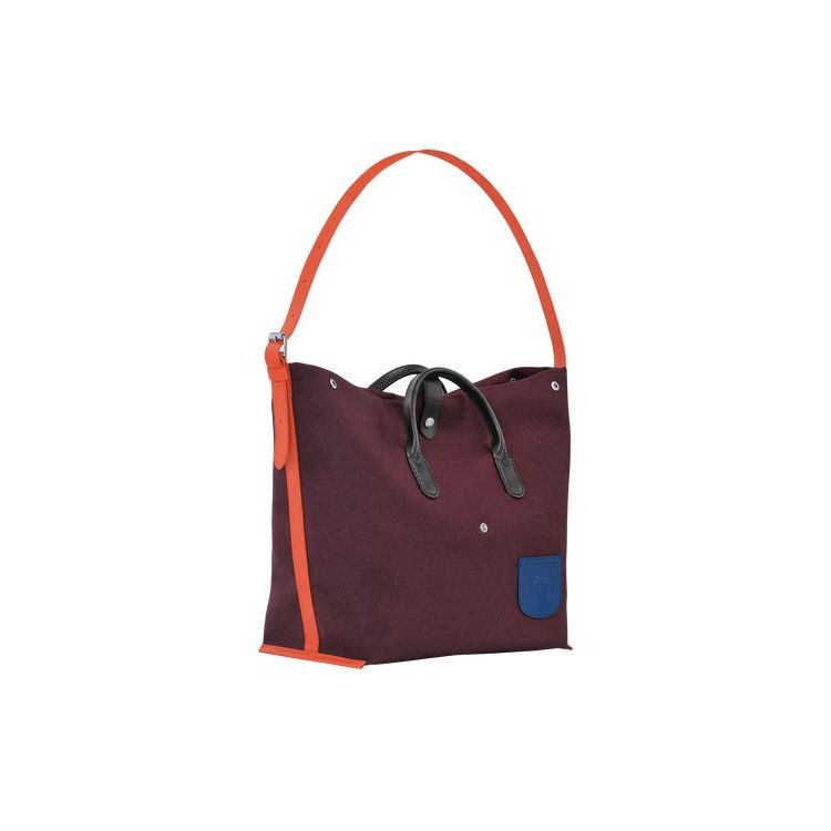 Longchamp Xl Canvas Schoudertassen Bordeaux | 469185-QDV