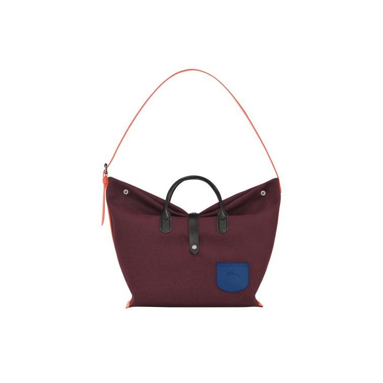 Longchamp Xl Canvas Schoudertassen Bordeaux | 469185-QDV