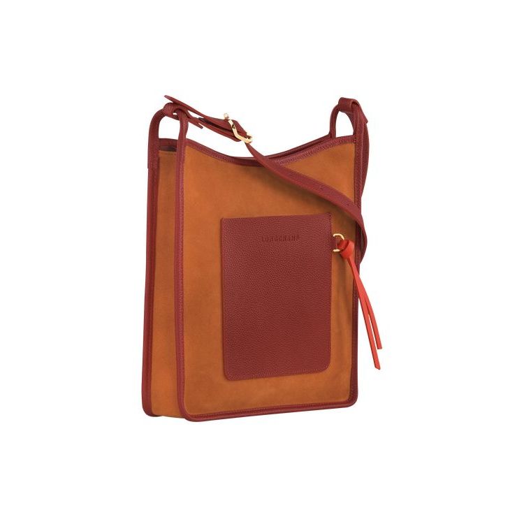 Longchamp Zipped L Saffron Leren Crossbodytassen Oranje | 012985-TMS