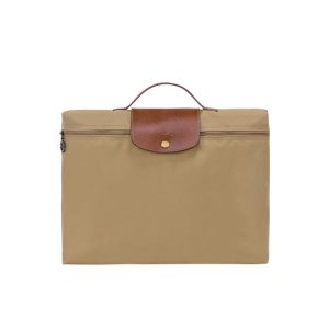 Longchamp Briefcase S Desert Recycled canvas Aktetas Khaki | 437169-LFT