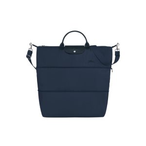 Longchamp Expandable Recycled canvas Reistas Donkerblauw | 629750-MWH