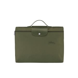 Longchamp Folder Forest Recycled canvas Aktetas Groen | 640893-FNI