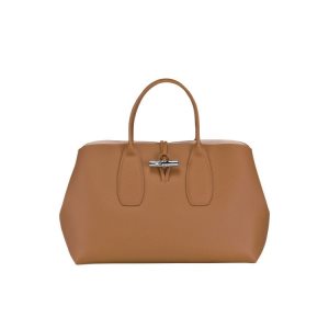 Longchamp L Leren Handtas Beige | 793461-UKO