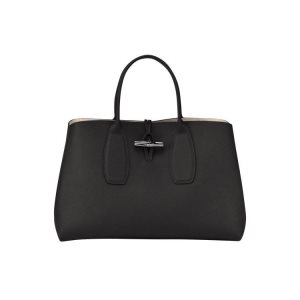 Longchamp L Leren Handtas Zwart | 952731-KUE