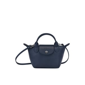 Longchamp Leren Crossbodytassen Donkerblauw | 214967-FKN