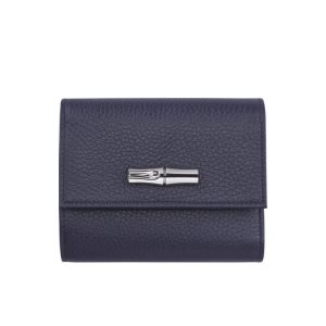 Longchamp Leren Portefeuille Donkerblauw | 702495-UMQ