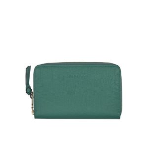 Longchamp Leren Portefeuille Grijs Groen | 639058-OMI