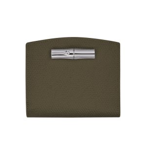 Longchamp Leren Portefeuille Khaki | 930465-USX