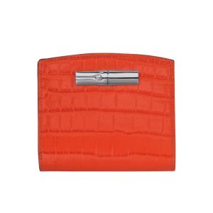 Longchamp Leren Portefeuille Oranje | 047853-RPT