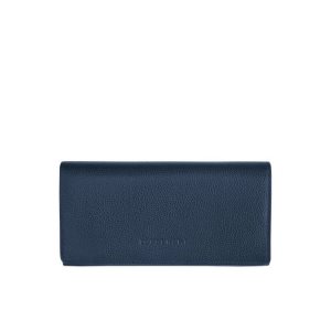 Longchamp Long Continental Leren Portefeuille Donkerblauw | 586437-HNE