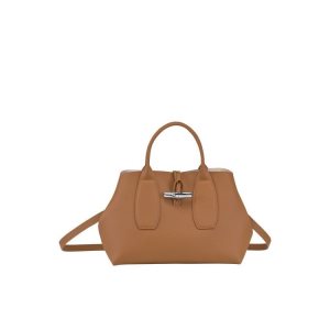 Longchamp M Leren Handtas Beige | 490285-CQW