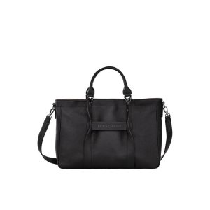 Longchamp M Leren Handtas Zwart | 395208-FWB