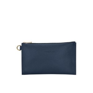 Longchamp Pouch Leren Zak Donkerblauw | 137568-BUL