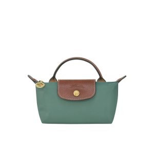 Longchamp Pouch With Recycled canvas Zak Grijs Groen | 640153-TVJ