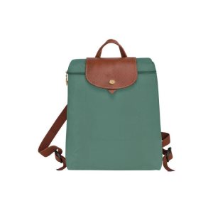 Longchamp Recycled canvas Rugzak Grijs Groen | 263781-NFG