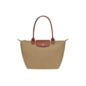 Longchamp S Desert Recycled canvas Schoudertassen Khaki | 478156-DIS