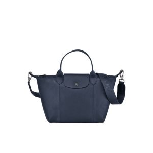 Longchamp S Leren Handtas Donkerblauw | 453782-KIT