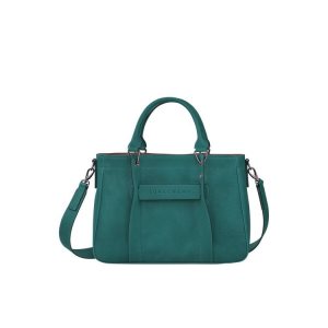 Longchamp S Leren Handtas Grijs Groen | 750294-KPN